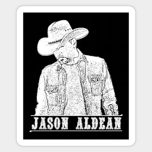 Jason Aldean // White Retro Magnet